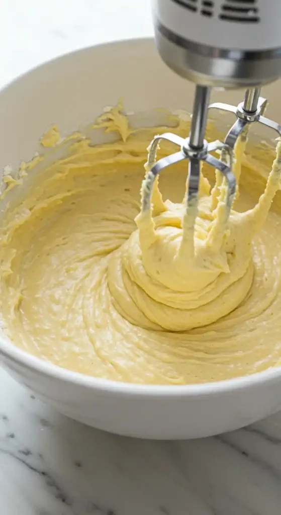 La pâte de notre gâteau à l'orange est maintenant parfaitement lisse et homogène, grâce au batteur électrique ! Elle est prête à être enfournée pour une cuisson dorée.