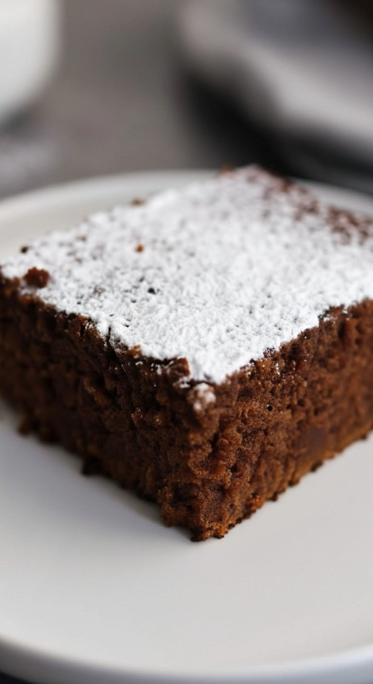 Délicieuse part de gâteau au Nesquik, moelleuse et saupoudrée d'un voile de sucre glace. Un dessert réconfortant et parfait pour le goûter.
